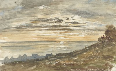 Trouville'de batan güneş by Paul Huet