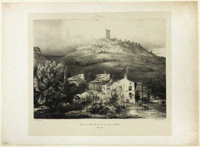 Allier (Auvergne) kıyılarından görülen Mont-Perrou Kulesi by Paul Huet