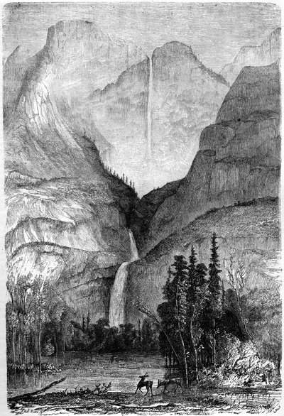 Yosemite Şelalesi, Kaliforniya, 19. yüzyıl. by Paul Huet