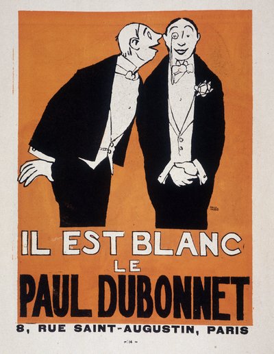 Alkol reklamları Paul Dubonnet, Paul Iribe (1883-1935) (gece elbiseli iki adam), “” Le Temoin””, 28/12/1907. by Paul Iribe