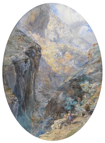 Amalfi yakınlarında, La Vallée des Moulins, 1864 (gövde rengiyle yükseltilmiş wc) by Paul Jacob Naftel