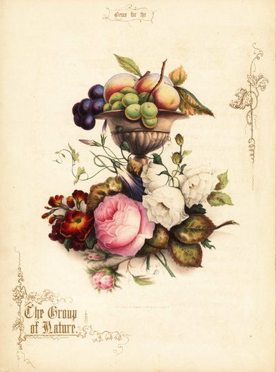 Vazoda üzüm ve şeftali ile gül buketi. by Paul Jerrard