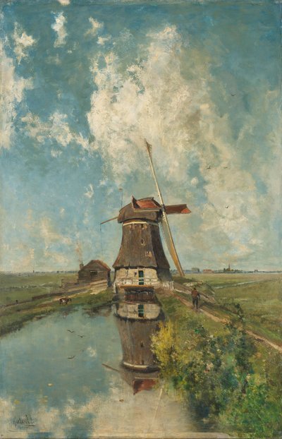 "Temmuz Ayında" Olarak Bilinen, Polder Su Yolu Üzerinde Bir Yel Değirmeni by Paul Joseph Constantin Gabriel