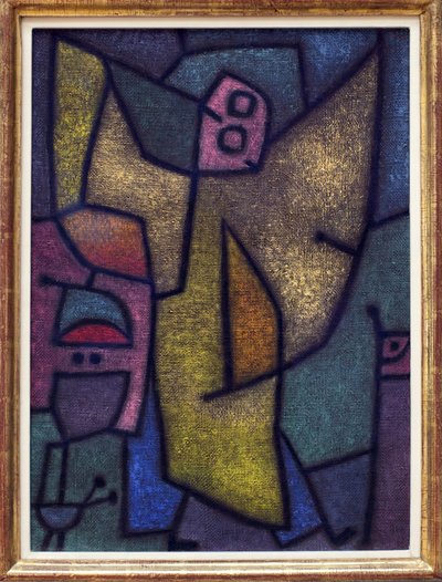 Angelus militanları. Paul Klee'nin resmi (1879-1940), yağlı boya, jüt üzerine detrempe çizimi, tutkaldan bir arka plan üzerine by Paul Klee