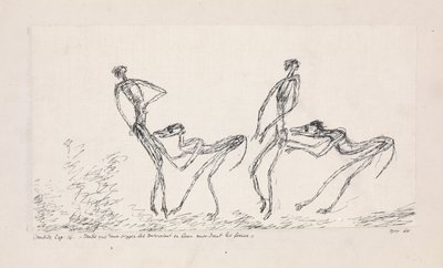 Candide, bölüm 16. İki maymun onları kalçalarını ısırarak takip ederken, 1911. by Paul Klee