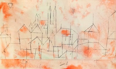 Gotik Katedrali olan şehir by Paul Klee