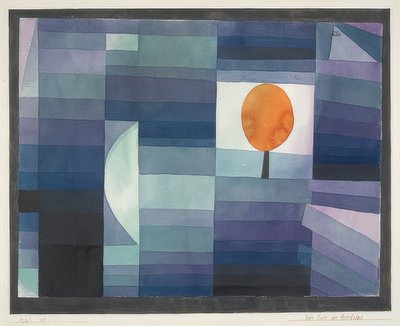 Sonbaharın habercisi (turuncu vurgulu yeşil / mor tonlama). 1922 by Paul Klee