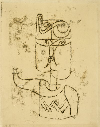 Matematiksel Görüntü. 1919 (kağıt üzerine yağ transfer çizimi, karton üzerine montajlı) by Paul Klee