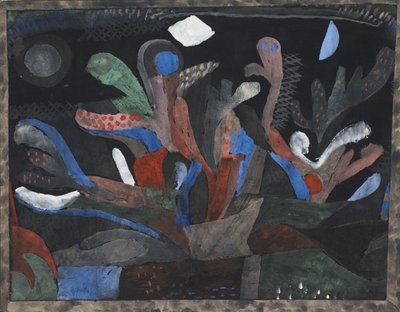 Koyu renklerde bir bahçe resmi Dunkelbunt Garten Bild, 1923 by Paul Klee