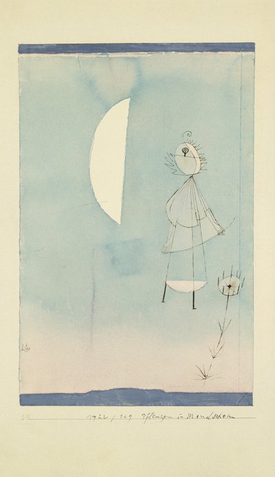 Ay Işığında Bitkiler (kağıt üzerine mürekkep ve sulu boya) by Paul Klee