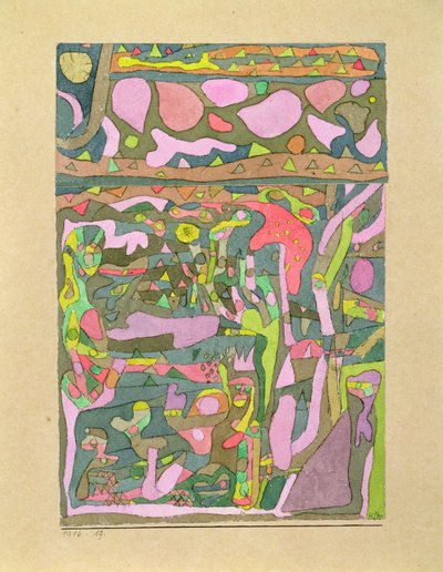 Renklerin dünyasının zaten var olduğunu keşfeden güneş, karmaşık kompozisyon by Paul Klee