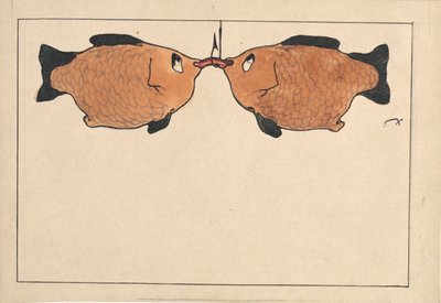 İsimsiz İki balık, bir kanca, bir solucan, 1901. by Paul Klee