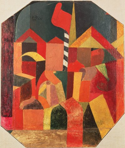 kırmızı bayrak ile by Paul Klee