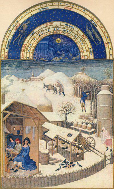 Şubat - kar altında köy, 15. yüzyıl, 1939. by Paul Limbourg