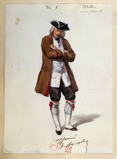 Giuseppe Verdi tarafından Luisa Miller için kostüm, eskiz by Paul Lormier