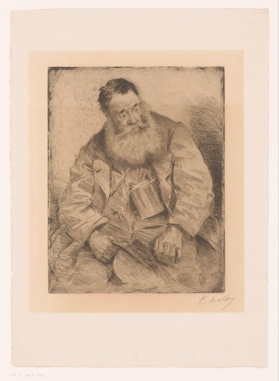 Sakallı oturan bir adamın portresi by Paul Mathey (signed by artist)