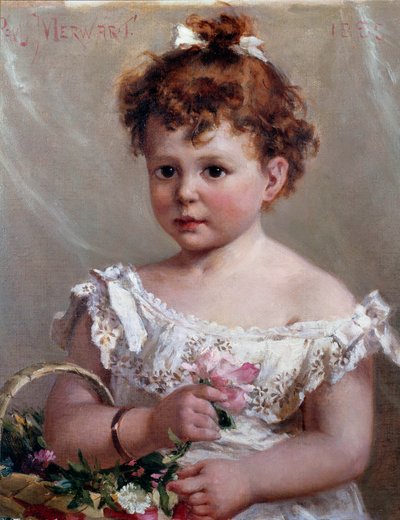 Sepetteki kız veya Helene Loeb, müstakbel Madam Victor Lyon, iki yaşında Paul Merwart (1855-1902) 19. yüzyıl Güneşi. 0,46x0,38 m by Paul Merwart