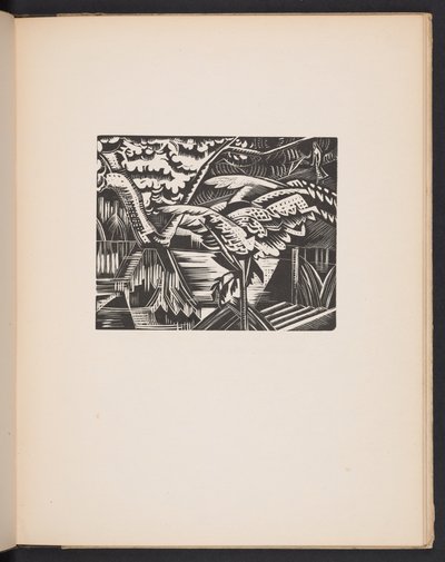 Bahçe Göleti, "Yerler "den bir illüstrasyon. Paul Nash tarafından tasarlanan ve gravürlenen tahta bloklardan çoğaltılan 7 baskı, düzyazı illüstrasyonlarla birlikte". Londra, William Heinemann by Paul Nash