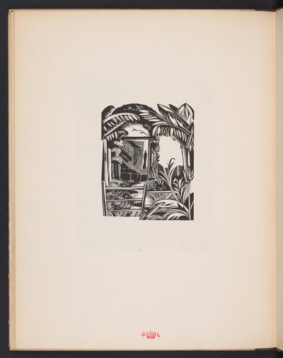 "Places" kitabından illüstrasyon. Paul Nash tarafından tasarlanan ve gravürlenen tahta bloklardan çoğaltılan 7 baskı, düzyazı illüstrasyonlarla birlikte". Londra, William Heinemann, son sayfa by Paul Nash