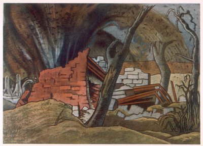 Cephedeki İngiliz Sanatçılardan Kabuk Patlaması, Batı Cephesinin Devamı, Üçüncü Bölüm, Paul Nash by Paul Nash