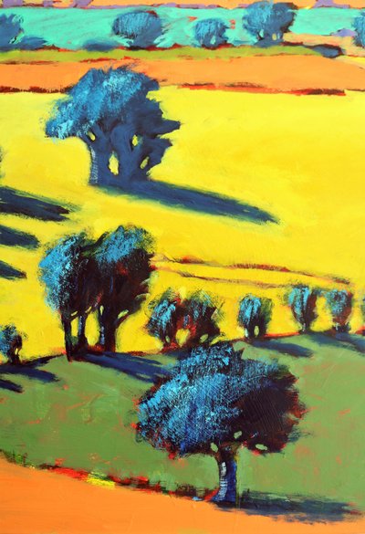 Cotswold Way yakın çekim 5 (gemide akrilik) by Paul Powis