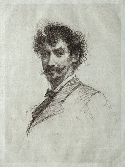 Beyaz Kilit ve Monocle ile James McNeill Whistler. by Paul Rajon