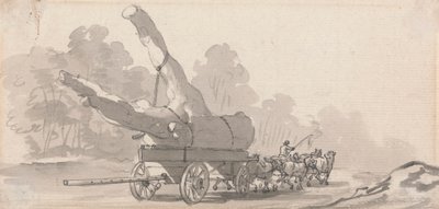 Büyük Bir Ağaç Gövdesi Taşıyan Araba by Paul Sandby