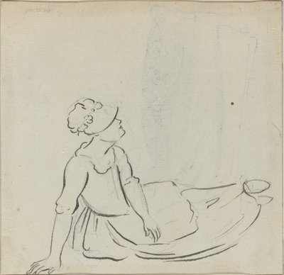 Bonnet Yatan Kız [verso] by Paul Sandby