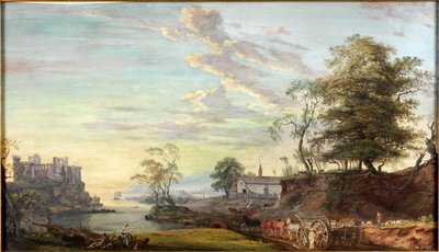 Körfezdeki Kale ile Manzara, yaklaşık 1769-1795 (Suluboya ve guaj) by Paul Sandby