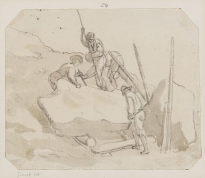 Taş ocağı işçileri (kalem, fırça ve kağıt üzerinde gri yıkama) by Paul Sandby