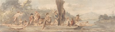 Çok Yolculu ve Hayvanlı Nehir Feribotu by Paul Sandby