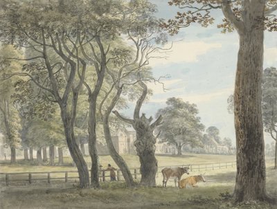 The Gunpowder Magazine, Hyde Park, c.1790 (kağıt üzerine grafit üzerine suluboya, tükenmez kalem ve mürekkep ve pastel boya) by Paul Sandby
