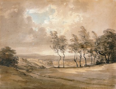 Hampstead Heath'in görünümü (kağıt üzerine suluboya) by Paul Sandby