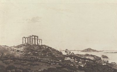 Levant Manzaraları: Adalara Bakan Suninum'daki Tepedeki Yıkık Tapınak by Paul Sandby