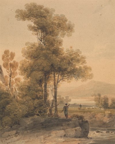 Peyzaj bekleyiş Figürler, Cromach Su by Paul Sandby Munn