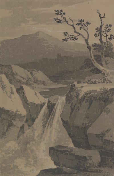 Şelale ve Uzak Dağlar by Paul Sandby Munn