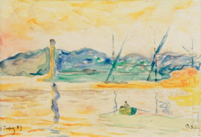 Gün batımında Saint-Tropez limanına giriş by Paul Signac