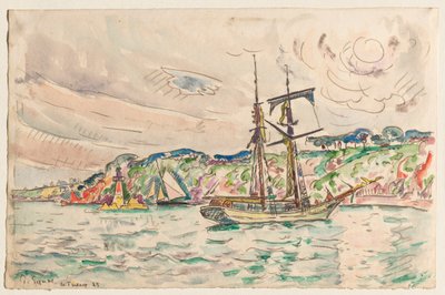 Trieux Nehri yakınında gemiler by Paul Signac