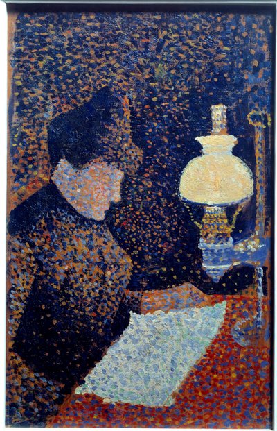 Lambanın altındaki kadın. Noktacılık. Paul Signac tarafından boyama by Paul Signac
