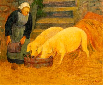 İki Domuzu Besleyen Genç Bir Kız, 1889 by Paul Sérusier