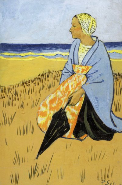 Deniz kıyısında oturan Breton kadın by Paul Sérusier