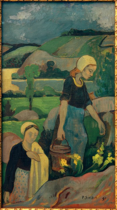 Nehre giden genç çamaşırcı kadınlar by Paul Sérusier
