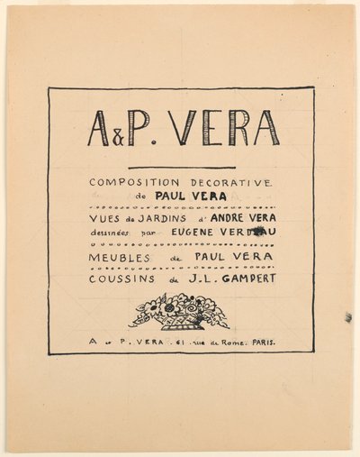 Çizim, Başlık sayfası, A & P Vera, Dekoratif kompozisyon, Paul Vera / Eugène Verdeau tarafından çizilen André Vera