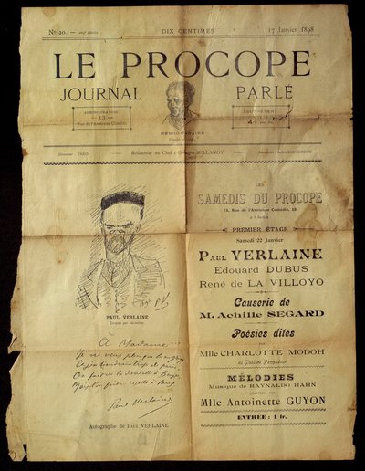 Journal du Procope, Paris kafesi by Paul Verlaine