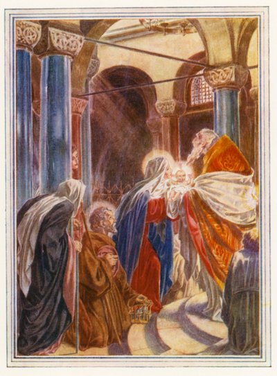 Tapınaktaki Sunum (renkli taş baskı) by Paul Vincent Woodroffe