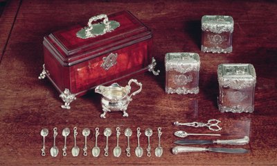 Çay ekipmanı, c.1735 (gümüş ve ahşap) by Paul de Lamerie