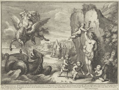Perseus ve Andromeda Manzaralardaki mitolojik temsiller (dizi başlığı) by Paul van Somer (II)