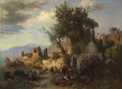 Tiflis yakınlarındaki Kura Nehri kıyısında akşam by Paul von Franken