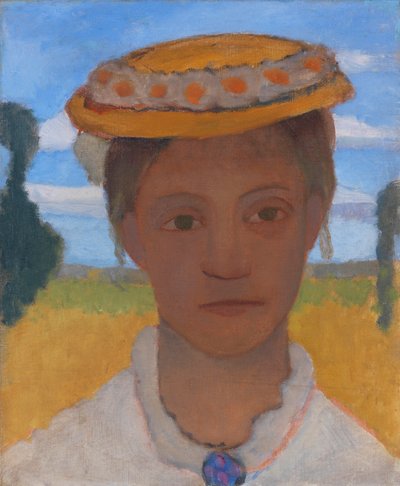 Sanatçının Kız Kardeşi Herma, şapkasında papatya çelengi ile, yaklaşık 1901. by Paula Modersohn Becker