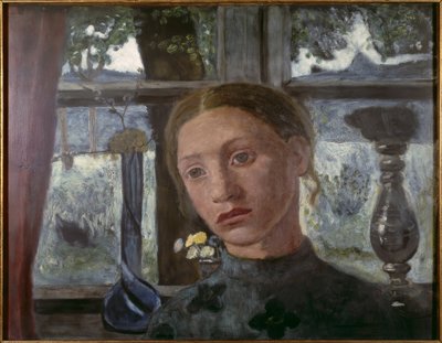 Kızın kafası bir pencerenin önünde by Paula Modersohn Becker